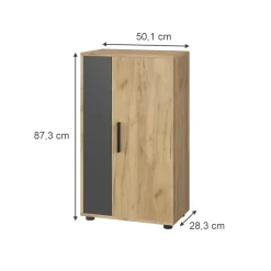 Kommode Berno Goldkraft Eiche/Anthrazit 50.1 x 87.3 cm mit 2 Fächern Vicco