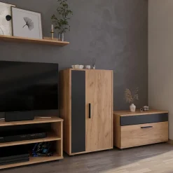 Kommode Berno Goldkraft Eiche/Anthrazit 50.1 x 87.3 cm mit 2 Fächern Vicco