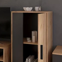 Kommode Berno Goldkraft Eiche/Anthrazit 50.1 x 87.3 cm mit 2 Fächern Vicco