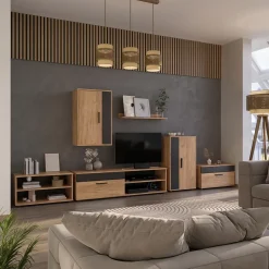 Kommode Berno Goldkraft Eiche/Anthrazit 50.1 x 87.3 cm mit 2 Fächern Vicco