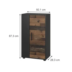 Kommode Berno Schwarz/Oldstyle 50.1 x 87.3 cm mit 2 Fächern Vicco