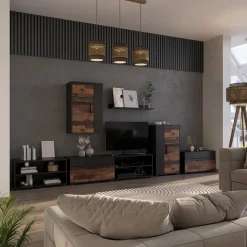 Kommode Berno Schwarz/Oldstyle 50.1 x 87.3 cm mit 2 Fächern Vicco