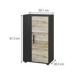 Kommode Berno Schwarz/Sandeiche 50.1 x 87.3 cm mit 2 Fächern Vicco