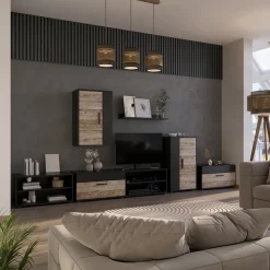 Kommode Berno Schwarz/Sandeiche 50.1 x 87.3 cm mit 2 Fächern Vicco