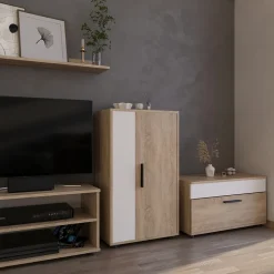 Kommode Berno Sonoma/Weiß 50.1 x 87.3 cm mit 2 Fächern Vicco