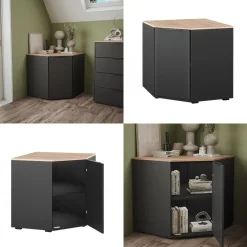 Kommode Betti Anthrazit/Sonoma 77.9 x 77.9 cm mit 1 Türen Vicco