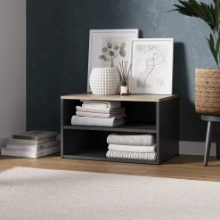 Kommode Betti Anthrazit/Sonoma 60 x 36 cm mit 2 Fächern Vicco