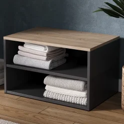 Kommode Betti Anthrazit/Sonoma 60 x 36 cm mit 2 Fächern Vicco