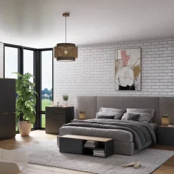 Kommode Betti Anthrazit/Sonoma 60 x 36 cm mit 2 Fächern Vicco