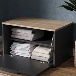 Kommode Betti Anthrazit/Sonoma 60 x 36 cm mit Türen Vicco