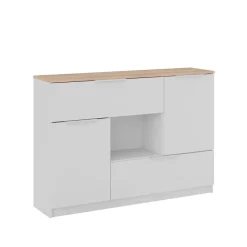 Kommode Betti Weiß/Sonoma 120 x 83.6 cm 2x Tür, 2x Schublade und 1x offenes Fache Vicco