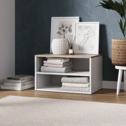 Kommode Betti Weiß/Sonoma 60 x 36 cm mit 2 Fächern Vicco