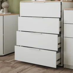 Kommode Betti Weiß/Sonoma 30 x 83.6 cm mit 4x Schublade Vicco