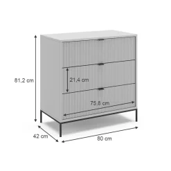 Kommode Eliza Grau 42 x 81.2 cm mit 3 Schubladen Vicco