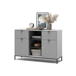 Kommode Eliza Grau 120 x 81.2 cm mit 2 Schubladen und 2 Türen Vicco