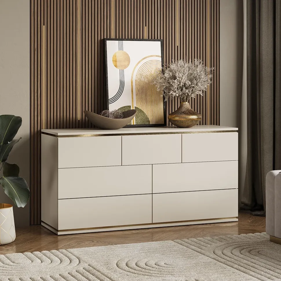 Kommode Linette Cashmere 139.8 x 70 cm mit 7 Schubladen Vicco