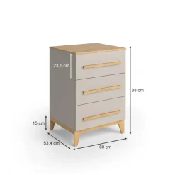 Kommode Malia Cashmere/Eiche 60 x 88 cm Vitalispa