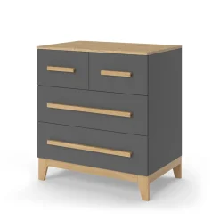 Kommode Malia Grau 80 x 88 cm mit 4 Schubladen Vitalispa