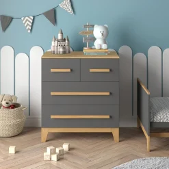 Kommode Malia Grau 80 x 88 cm mit 4 Schubladen Vitalispa