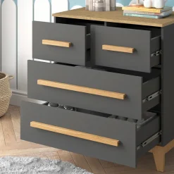 Kommode Malia Grau 80 x 88 cm mit 4 Schubladen Vitalispa