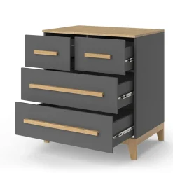 Kommode Malia Grau 80 x 88 cm mit 4 Schubladen Vitalispa