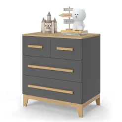 Kommode Malia Grau 80 x 88 cm mit 4 Schubladen Vitalispa