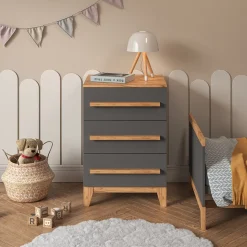 Kommode Malia Grau/Artisan 60 x 88 cm mit 3 Schubladen Vitalispa