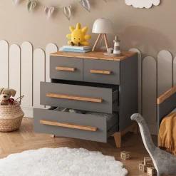 Kommode Malia Grau/Artisan 80 x 88 cm mit 4 Schubladen Vitalispa