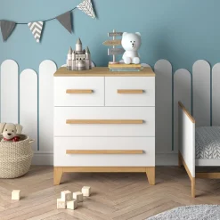 Kommode Malia Weiß 80 x 88 cm mit 4 Schubladen Vitalispa