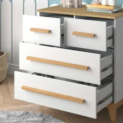 Kommode Malia Weiß 80 x 88 cm mit 4 Schubladen Vitalispa