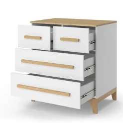 Kommode Malia Weiß 80 x 88 cm mit 4 Schubladen Vitalispa