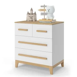 Kommode Malia Weiß 80 x 88 cm mit 4 Schubladen Vitalispa