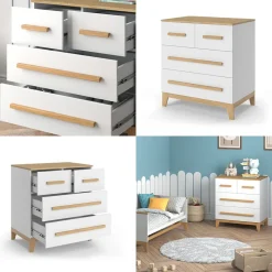 Kommode Malia Weiß 80 x 88 cm mit 4 Schubladen Vitalispa