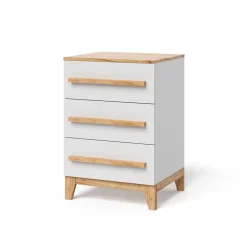 Kommode Malia Weiß/Artisan 60 x 88 cm mit 3 Schubladen Vitalispa