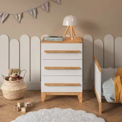 Kommode Malia Weiß/Artisan 60 x 88 cm mit 3 Schubladen Vitalispa