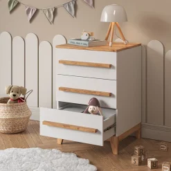 Kommode Malia Weiß/Artisan 60 x 88 cm mit 3 Schubladen Vitalispa