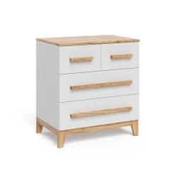 Kommode Malia Weiß/Artisan 80 x 88 cm mit 4 Schubladen Vitalispa