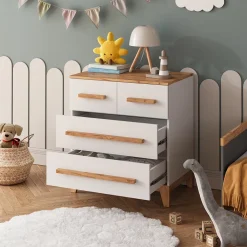 Kommode Malia Weiß/Artisan 80 x 88 cm mit 4 Schubladen Vitalispa