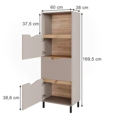 Kommode Marelle Grau 60 x 169.5 cm mit 4 Fächern Vicco