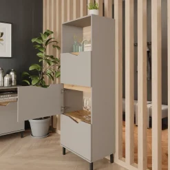 Kommode Marelle Grau 60 x 169.5 cm mit 4 Fächern Vicco