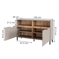 Kommode Marelle Greige/Artisan 140 x 81.3 cm mit 2 Türen Vicco