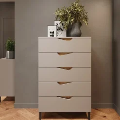 Kommode Marelle Greige/Artisan 76 x 120 cm mit 5 Schubladen Vicco