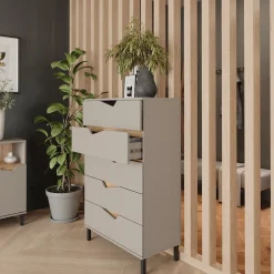 Kommode Marelle Greige/Artisan 76 x 120 cm mit 5 Schubladen Vicco