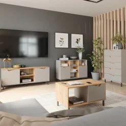 Kommode Marelle Greige/Artisan 76 x 120 cm mit 5 Schubladen Vicco