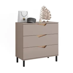 Kommode Marelle Greige/Artisan 80 x 81.2 cm mit 3 Schubladen Vicco