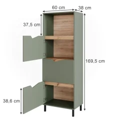 Kommode Marelle Grün/Artisan 60 x 169.5 cm mit 4 Fächern Vicco