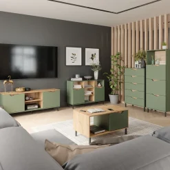 Kommode Marelle Grün/Artisan 60 x 169.5 cm mit 4 Fächern Vicco