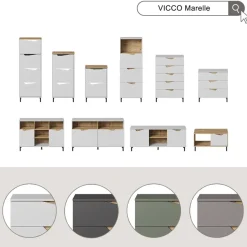 Kommode Marelle Grün/Artisan 60 x 169.5 cm mit 4 Fächern Vicco