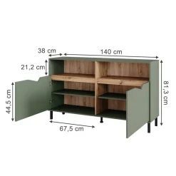 Kommode Marelle Grün/Artisan 140 x 81.3 cm mit 2 Türen Vicco