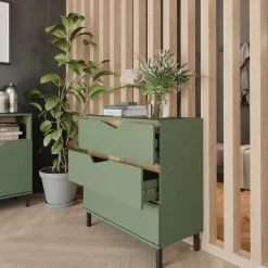 Kommode Marelle Grün/Artisan 80 x 81.2 cm mit 3 Schubladen Vicco